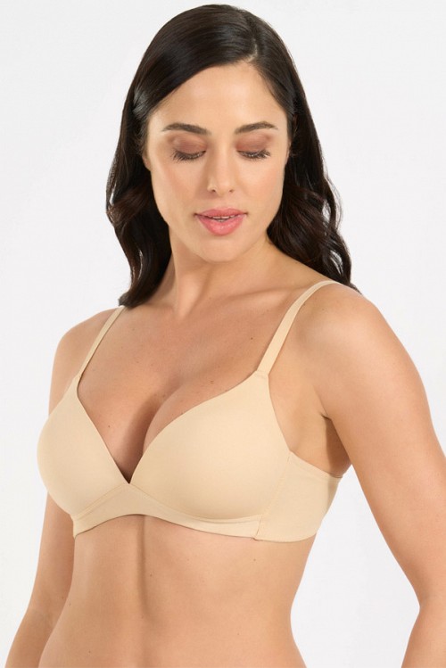 Γυναικείο σουτιέν Spiman χωρίς μπανέλα με μαλακή επένδυση Μπεζ 2