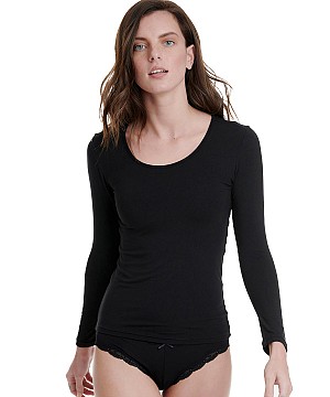 ΓΥΝΑΙΚΕΙO TOP ΜΑΚΡΥ ΜΑΝΙΚΙ ΛΑΙΜΟΚΟΨΗ BAMBOO ΜΑΥΡΟ