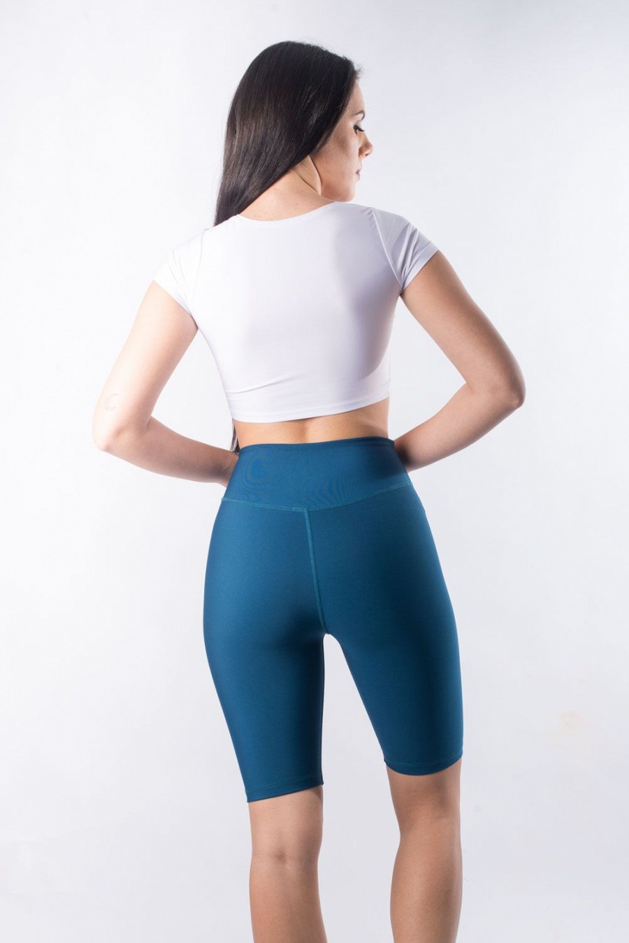 Κολάν ποδηλατικό push up ψηλόμεσο πετρόλ