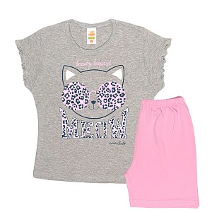 Κοριτσίστικη πιτζάμα καλοκαιρινή βαμβακερή γκρί