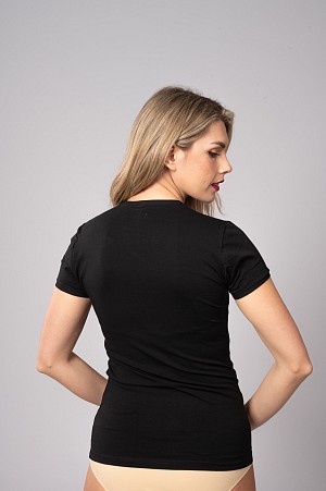 γυναικεία φανέλα κοντό μανίκι βαμβακολύκρα μαύρο