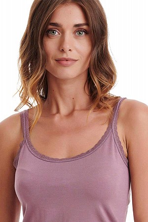 Γυναικεία φανέλα WALK Τοπ από bamboo με δαντέλα σάπιο μήλο