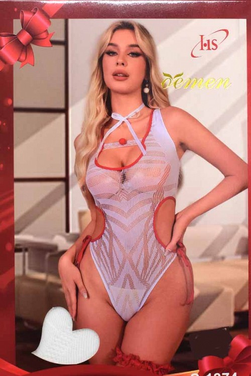 Σέξι Ολόσωμο Διχτυωτό Κορμάκι Λευκό