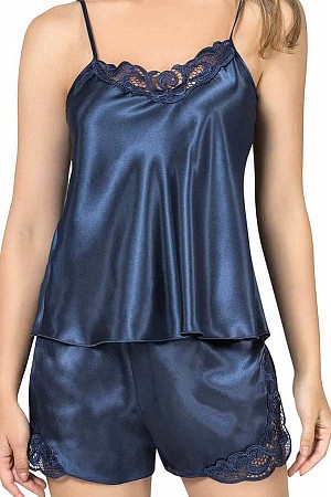 Γυναικείο baby doll σατέν μπλε σκούρο